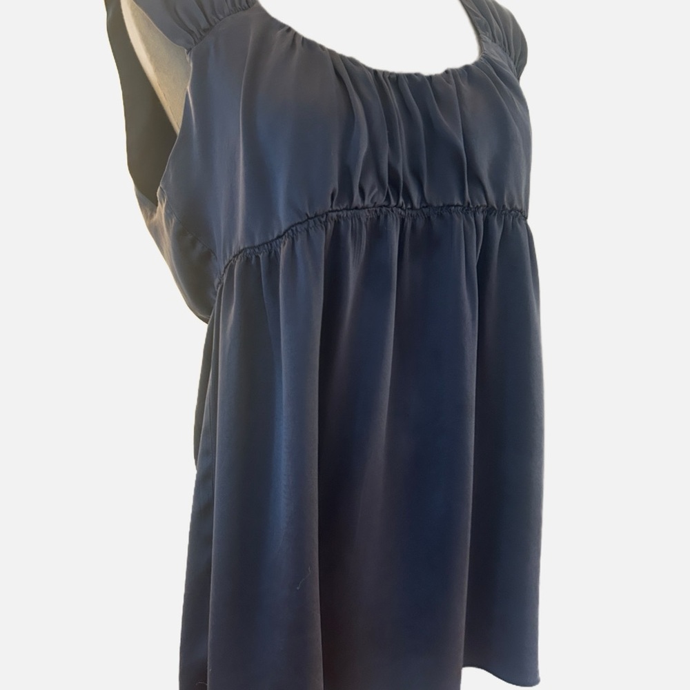 Matty M 100% Silk Charcoal Gray Empire Waist Blouse | Size L